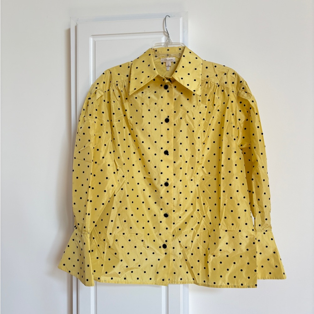 Vintage The Marc Jacobs Fall 2018 Yellow Buttoned Down Silk Long Sleeve Runaway